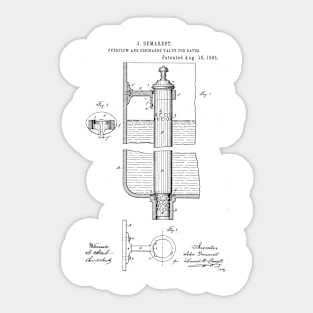 Overflow and discharge valve for baths Vintage Retro Patent Hand Drawing Funny Novelty Gift Sticker